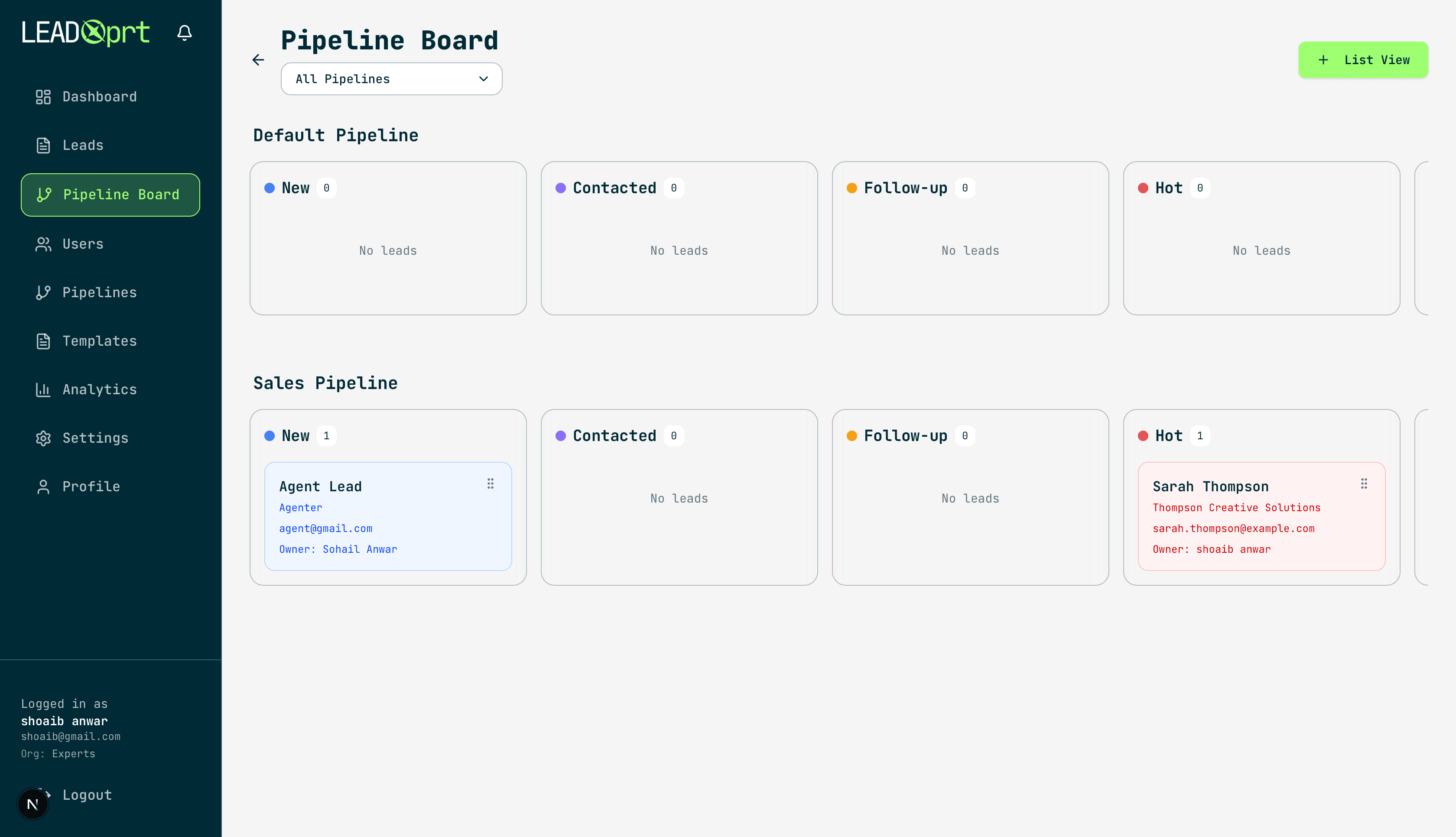 Pipeline Board Interface